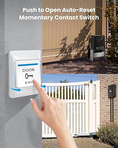 Miniatura 5 de GateNear Botón de puerta fácil para uso en interiores, interruptor de contacto momentáneo de reinicio automático, interruptor de liberación con