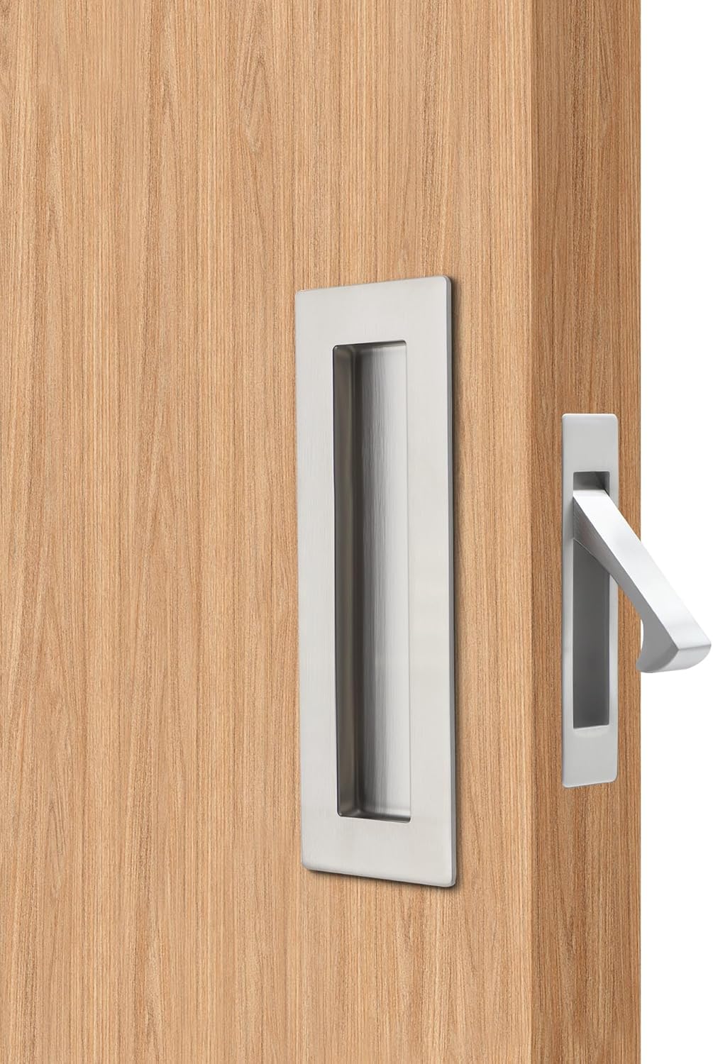 Dontay Sliding Pocket Door Handles, 304 Stainless Steel Non Locking Pocket Door Hardware, Recessed Flush Finger Pulls, Heavy Duty Edge Pull (4 Set, Brushed Nickel, 6 Inch)