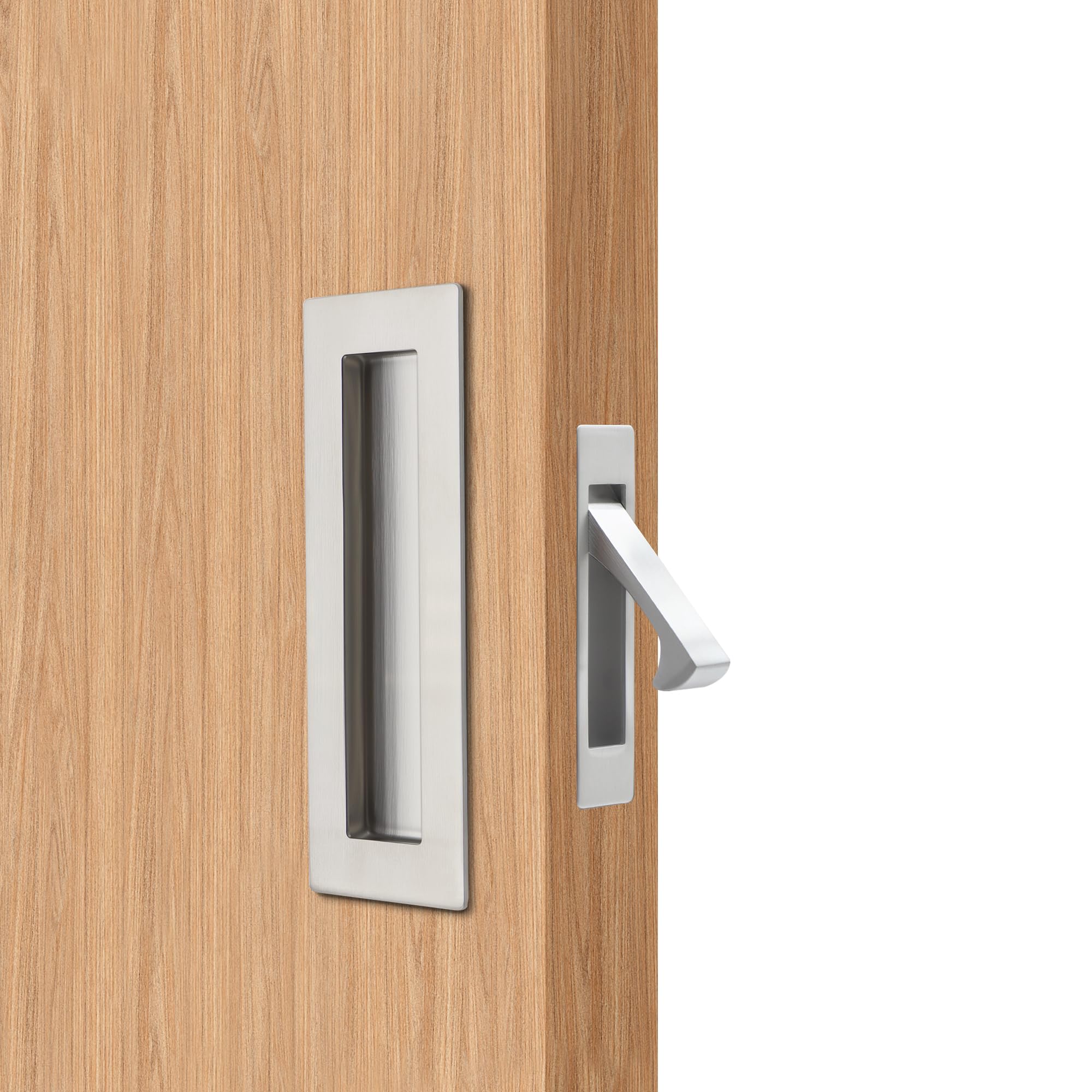 Dontay Pocket Door Handle,Recessed Pull,Non Lock Flush Hardware,Silvery,6''