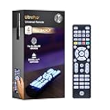 GE Blue Backlit Buttons Universal Remote Control, Samsung TV Remote Control Replacement, Samsung Remote Control for Smart TV, Roku Remote Replacement, Vizio, LG TV, Sony, 4-Device, Brushed Black 48843