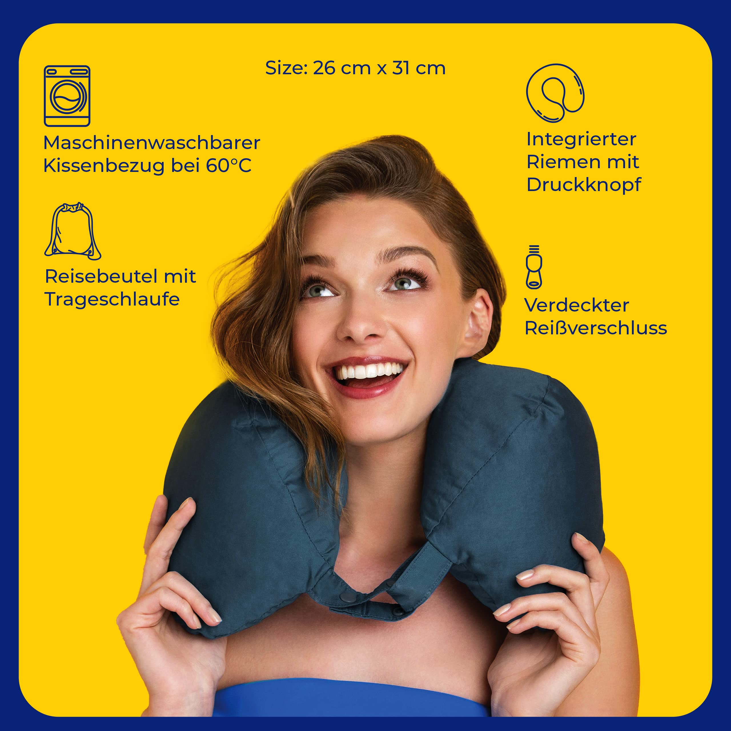 Travel Blue, Support Travel Pillow, Duck and Goose Feather Pillow