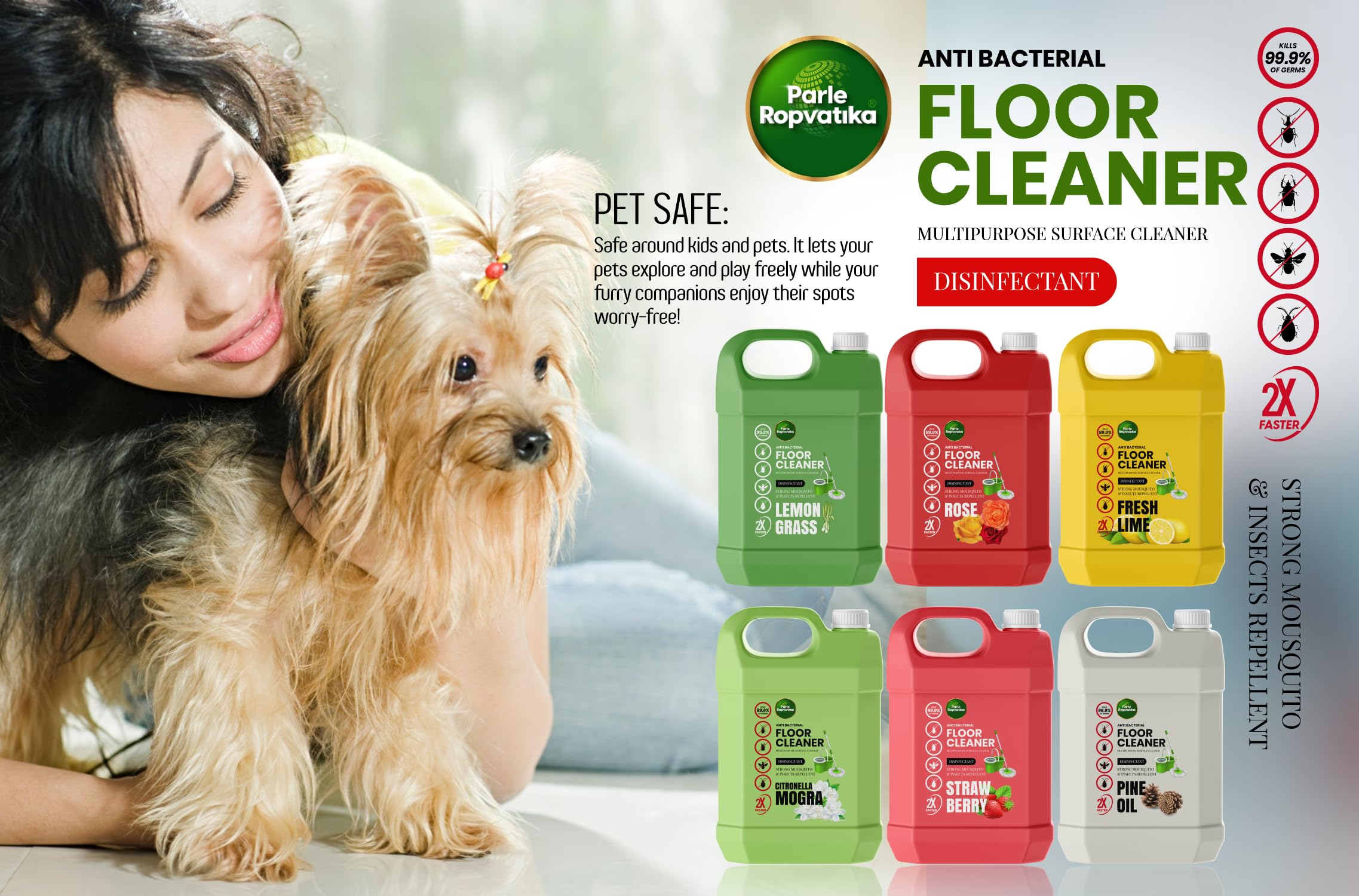 Parle Ropvatika Floor Cleaner 5 Liter Phenyle Liquid Long Lasting Fragrance | Removal Stains Clean Floors Ideal for Hospitals, Homes, Offices | Anti Bacterial Protection Cleaner (5L Pine Oil) 2