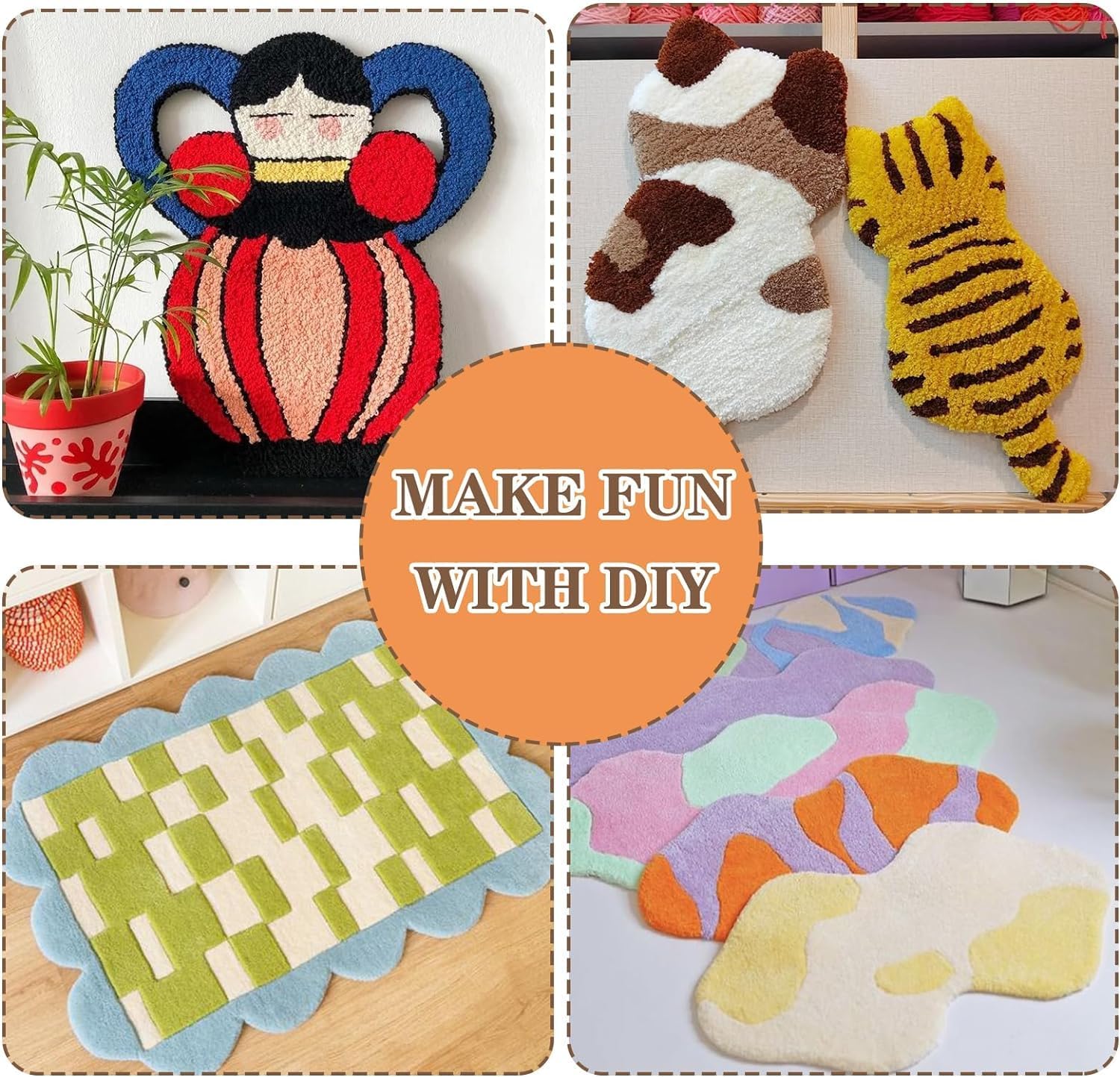 85" x 79" Overlocking Monks Cloth for Punch Needle Rug Tufting Fabric with Marked Lines, Punch Needle Fabric for Gun Rug Tufting and Embroidery,White Punch Needle & Tufting Cloth