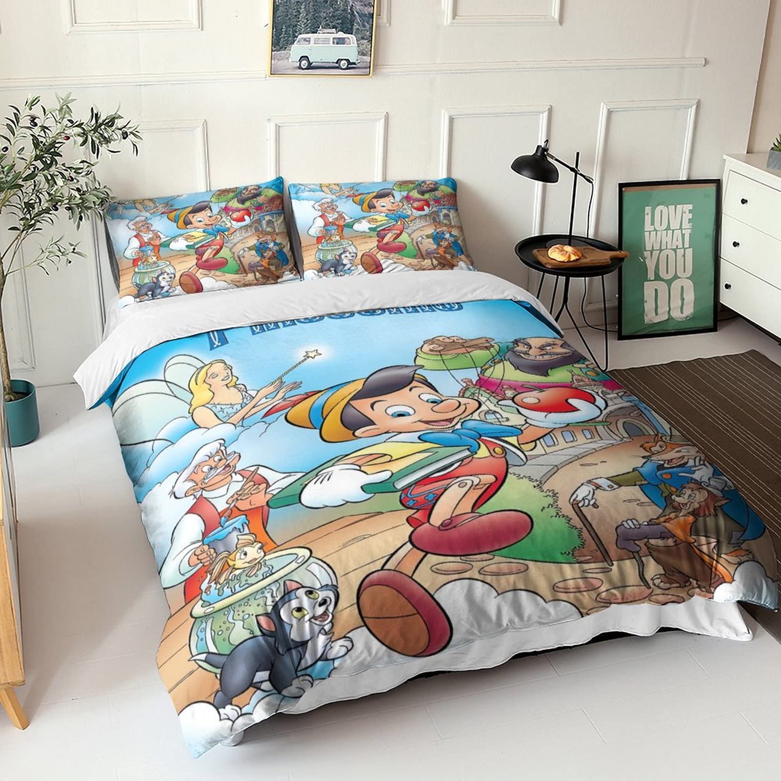 Set Copripiumino 3 Pezzi Per Letto King (220x240 Cm) - Tema Castello E Nuvole, Microfibra Morbida, Cerniera Nascosta, Bambini E Bambine