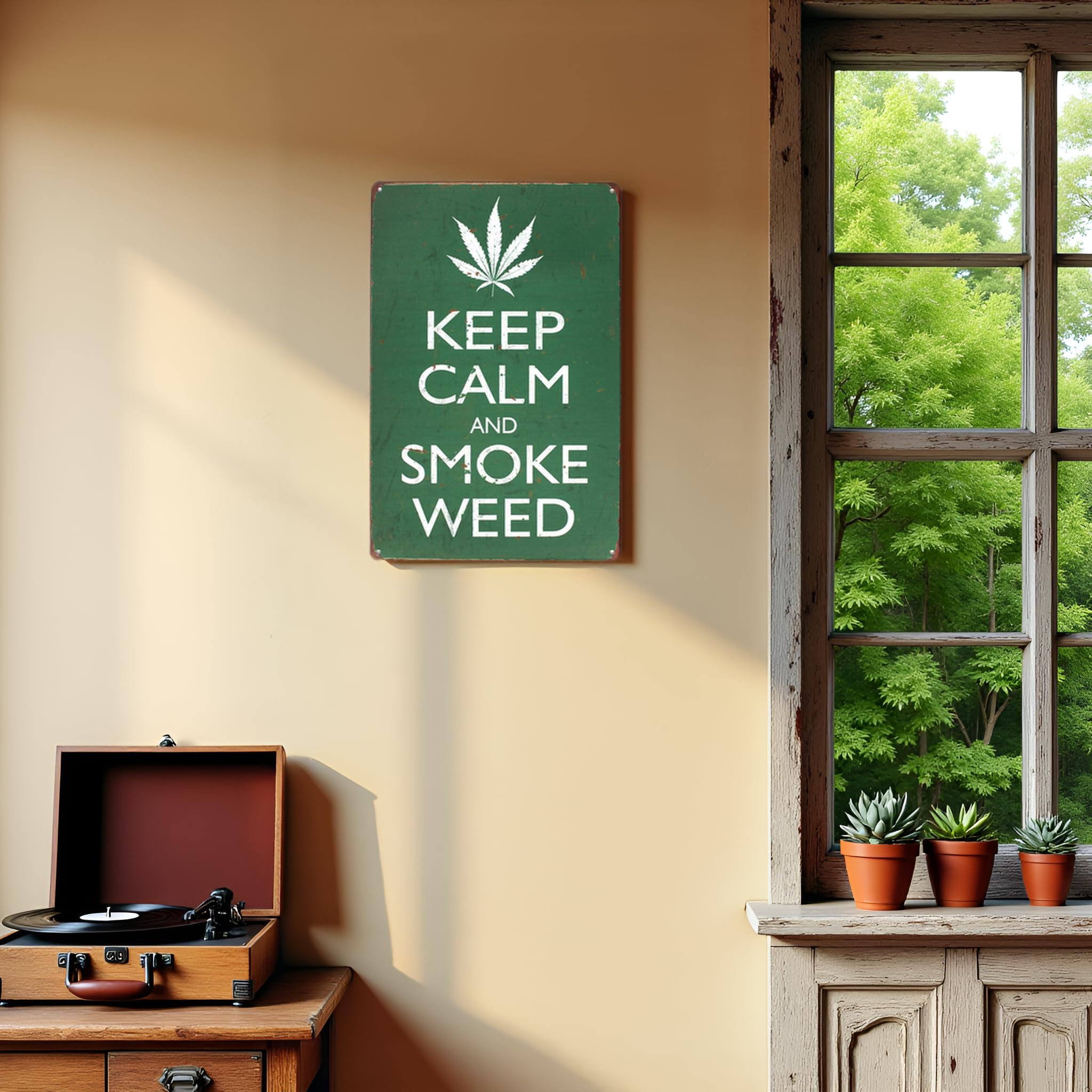 UOOPAI Keep Calm And Smoke Weed Vintage Metal Sign : Amazon.ca: Home