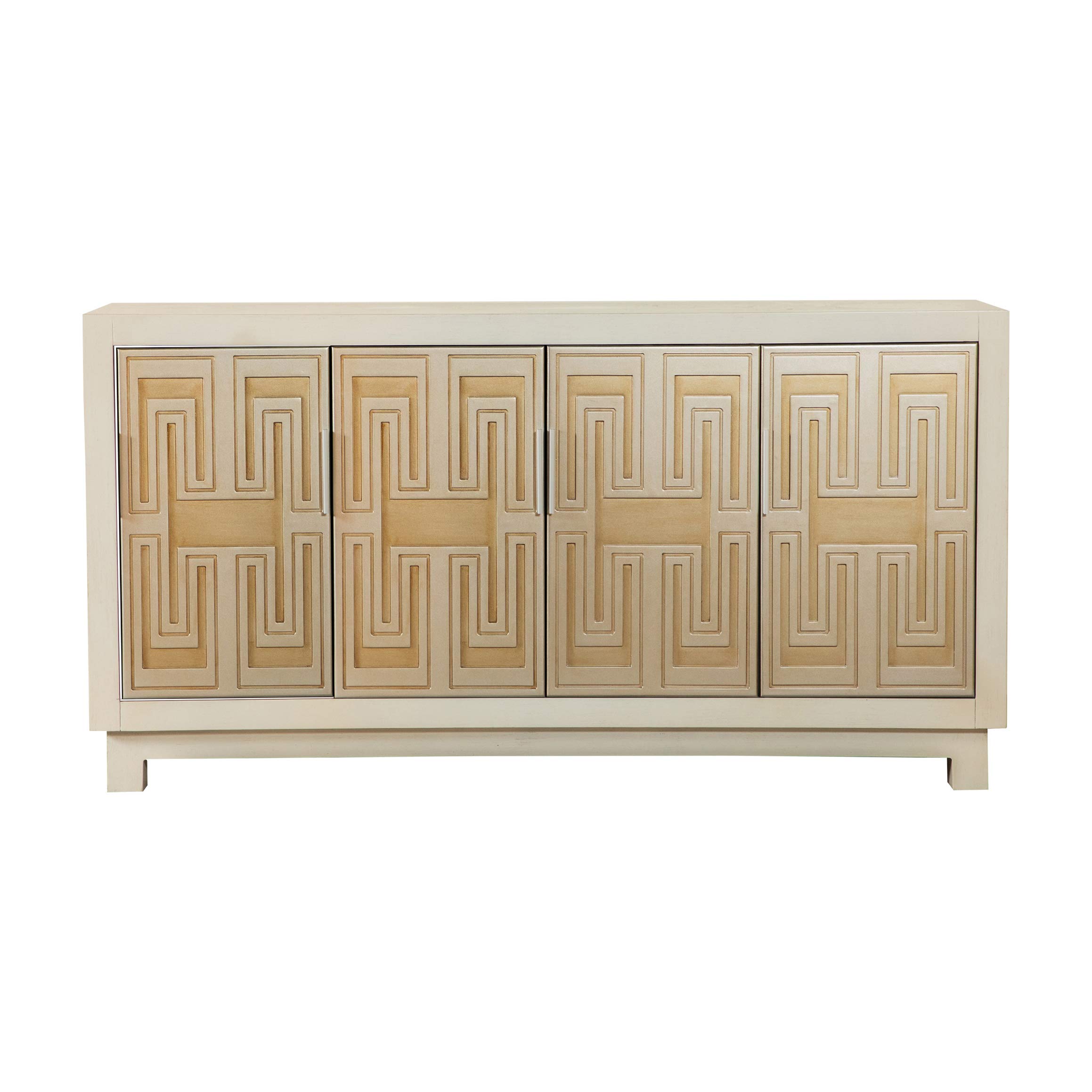 Coaster Home Furnishings Rectangular 4-Door White and Gold Accent Cabinet (953416)