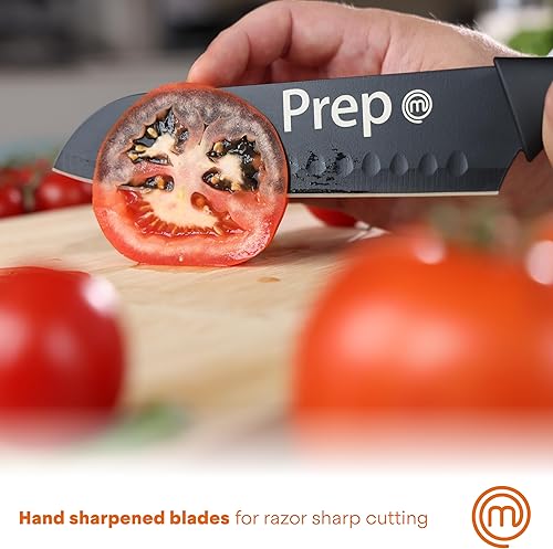 Miniatura 4 de MasterChef Juego de 3 cuchillos de cocina, incluyendo cuchillo de pelar, utilidad y chef, cuchillas profesionales de acero inoxidable de corte extra