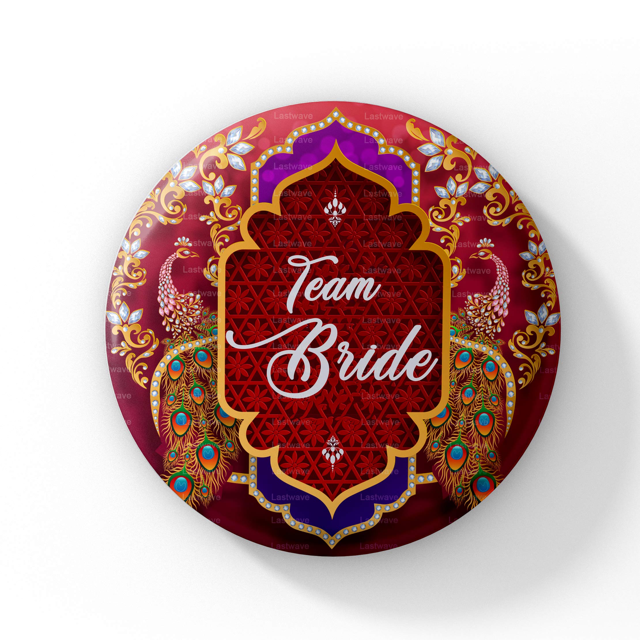 Lastwave Pincraft Premium Team Bride Badge | Quality Print, Secure Safety-Pin Back | Perfect for Bachelorette, Bridal Shower, Mehendi & Sangeet (Design TB102)