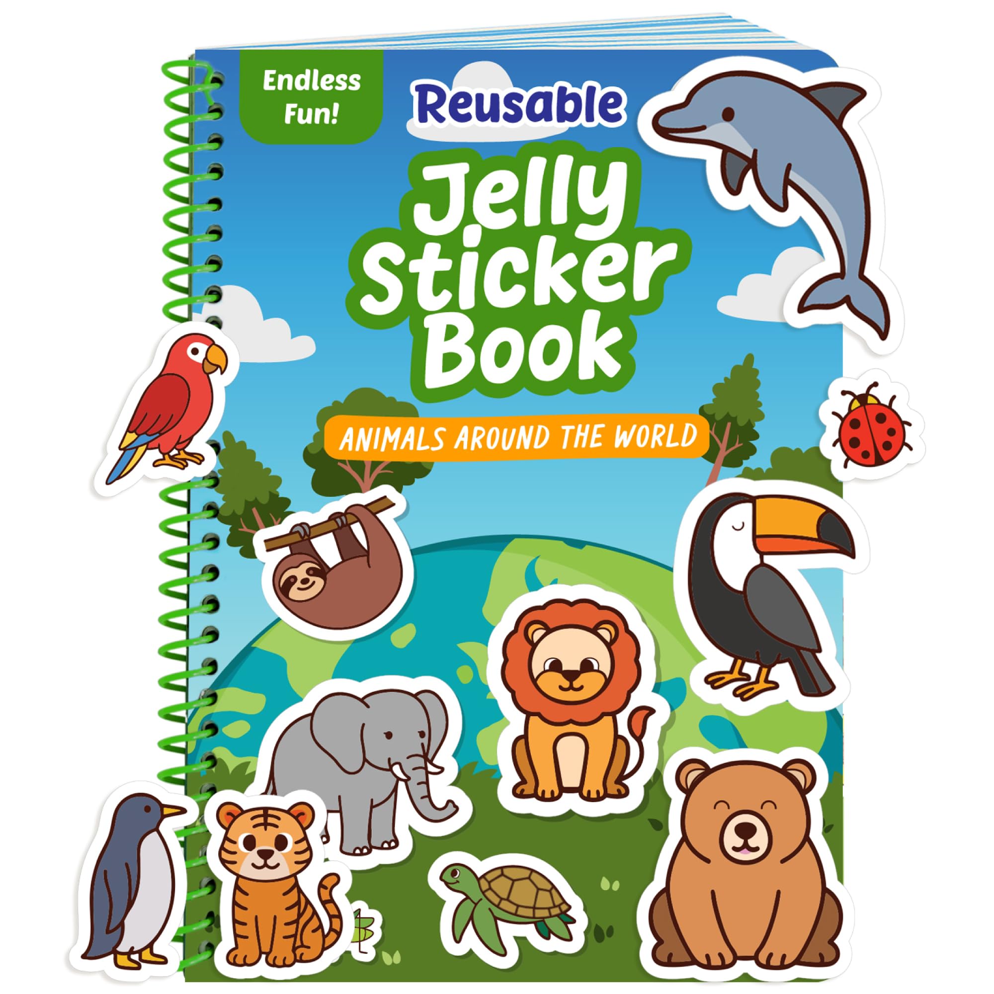 Photo 1 of Reusable Sticker Book - Animals - 50 Jelly Stickers for Toddlers & Kids 3-5: Fun Toddler Travel Toys, Airplane & Car Activities for Kids - Sticker Books for Toddlers 3 Years Old, Toy Gifts for 1-3 2-4