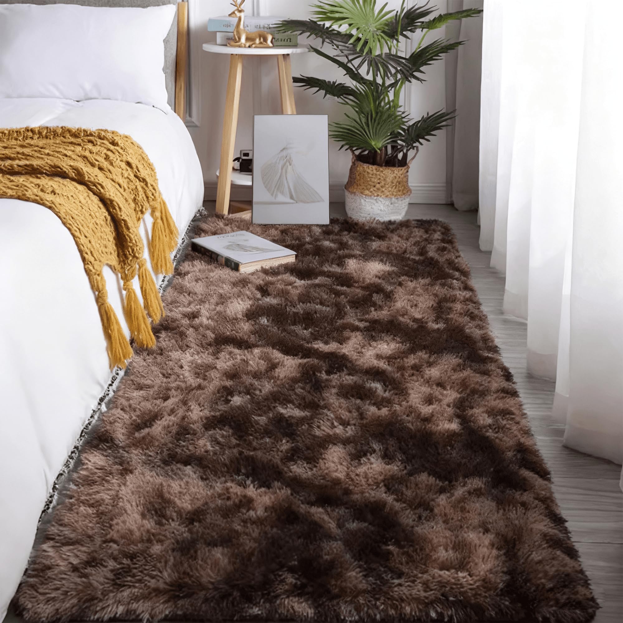 Grand tapis de salon antidérapant et moquette de chambre moderne marron