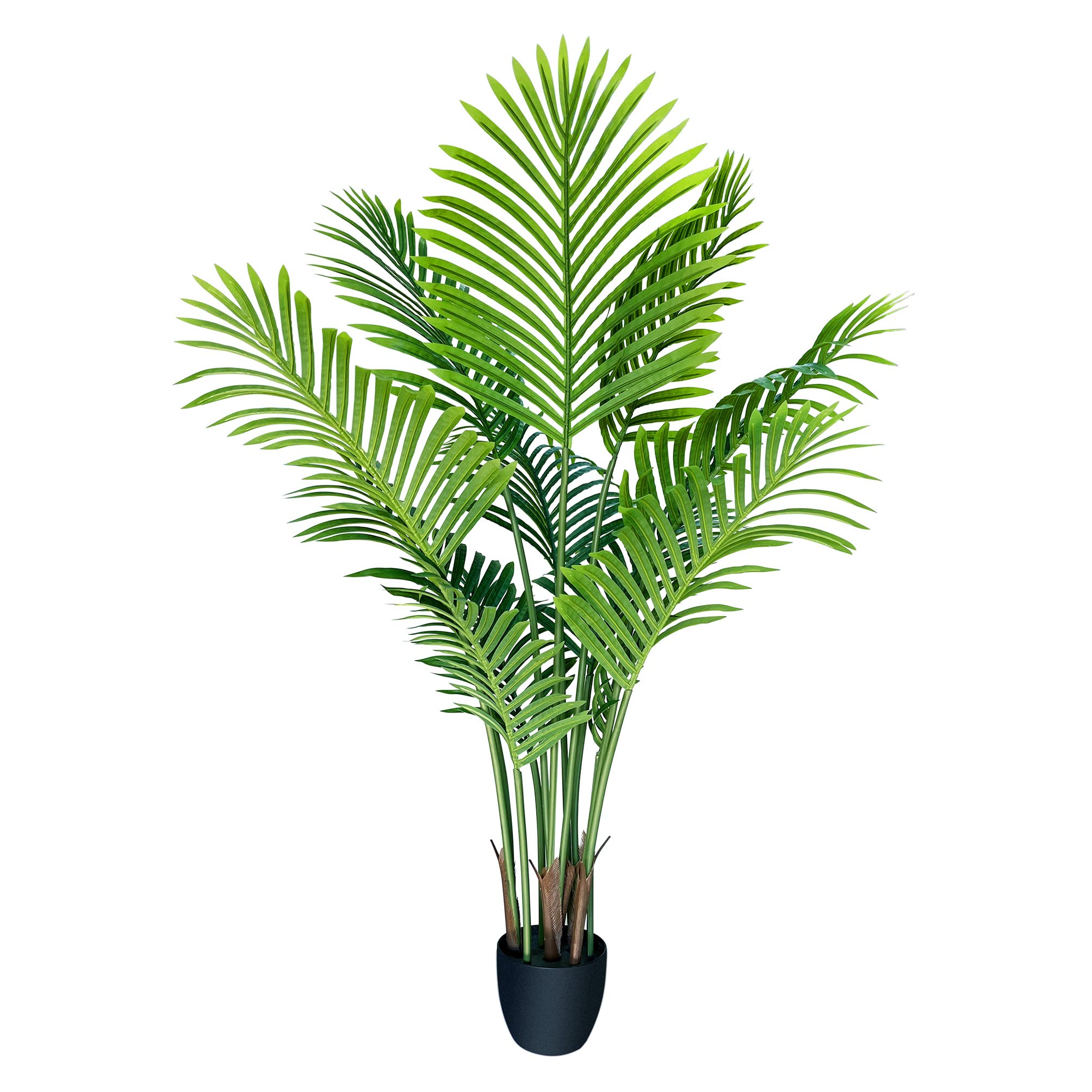 48" Artificial Full Green Palm Tree with Black Plastic Pot for Home Indoor or Outdoor Decor