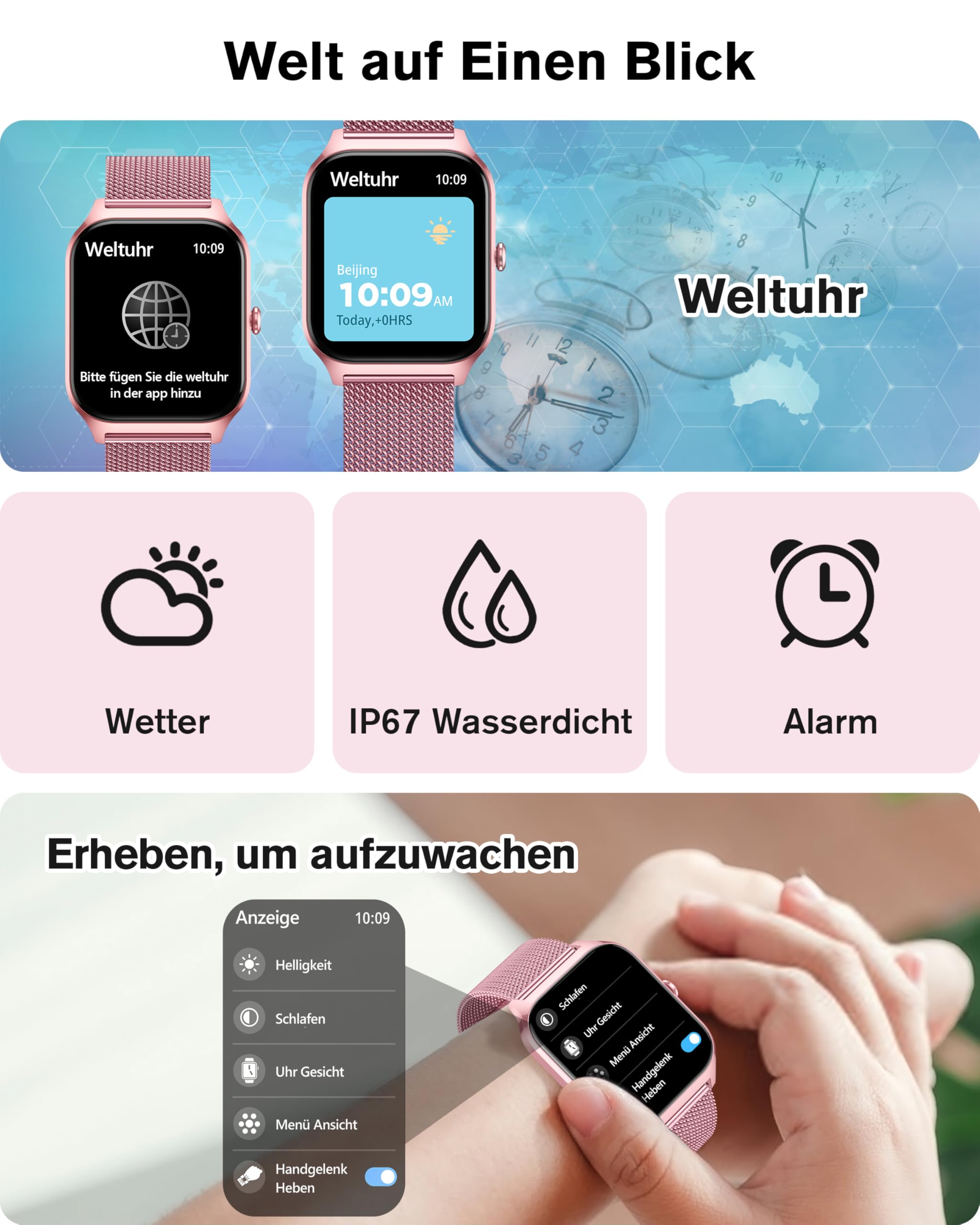 KALINCO Smartwatch Herren Damen, Blutdruckuhr mit Bluetooth-Telefonie, AI Fitness Tracker mit Herzfrequenz SpO2 Stress, 100+ Sportmodi Fitnessuhr,Weltuhr, Schlafanalyse, Geschenkideen für iOS Android