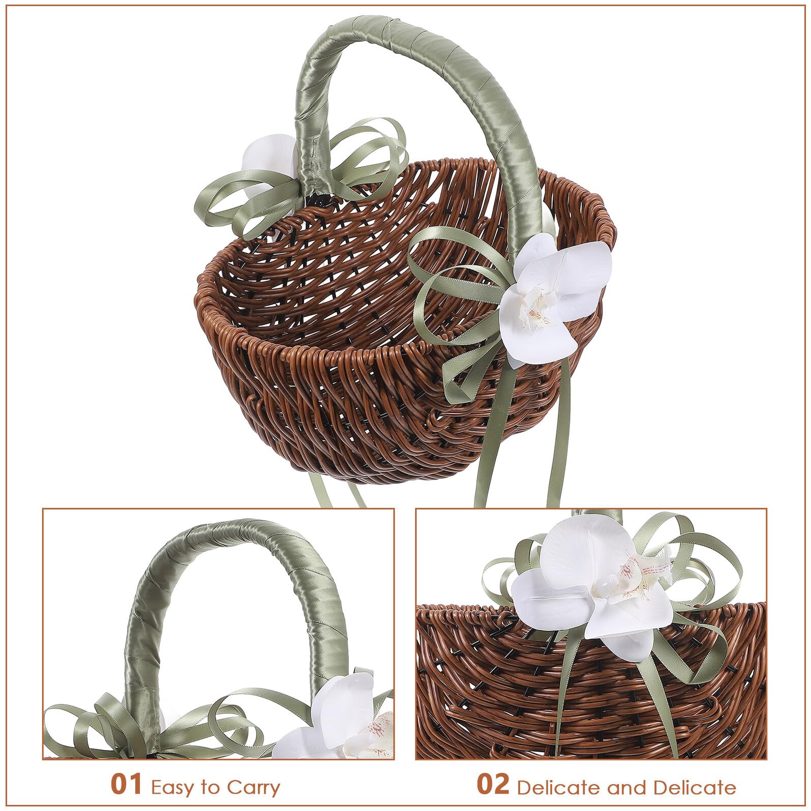 Handgefertigter Hochzeitsblumenkorb aus Kunststoff und Rattan Leicht und Verschleißfest für Blumenmädchen bei Strandhochzeiten oder Events