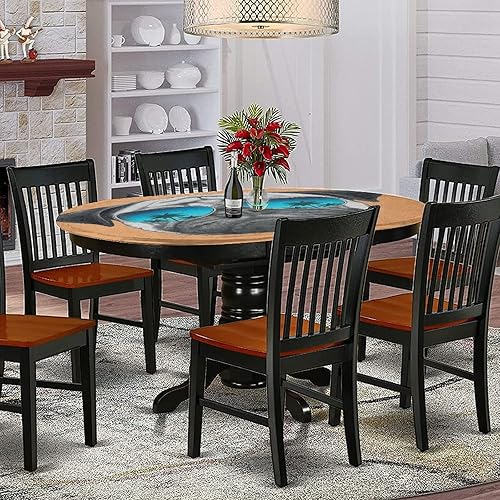 Miniatura 2 de Mantel ovalado ajustable de poliéster con bordes elásticos de pug, con estampado de palmeras reflectantes, palmeras y árboles tropicales, se adapta