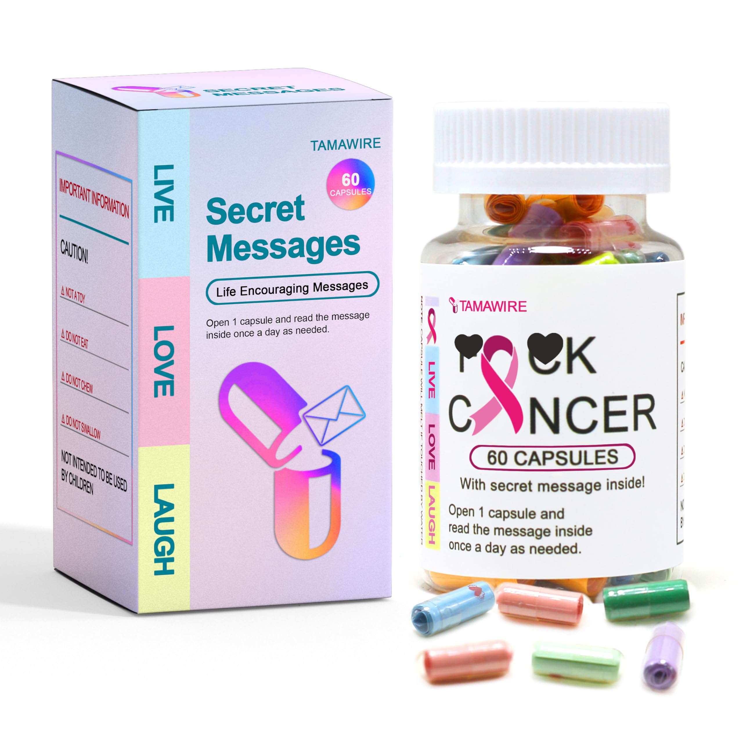 TAMAWire Encouragement Message in Bottle, Inspirational Funny Cancer Gift for For Cancer Warrior, Funny Secrete Best Gift for Patients, Comfort Terminal for Him Her (Breast Cancer Awareness)