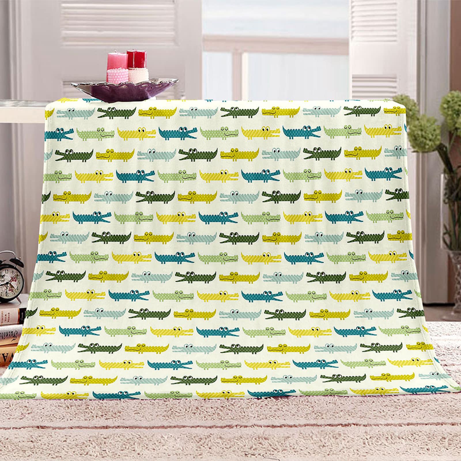Couverture en flanelle crocodile 3D VACSAX plaid polaire doux 140x200cm pour lit et canapé