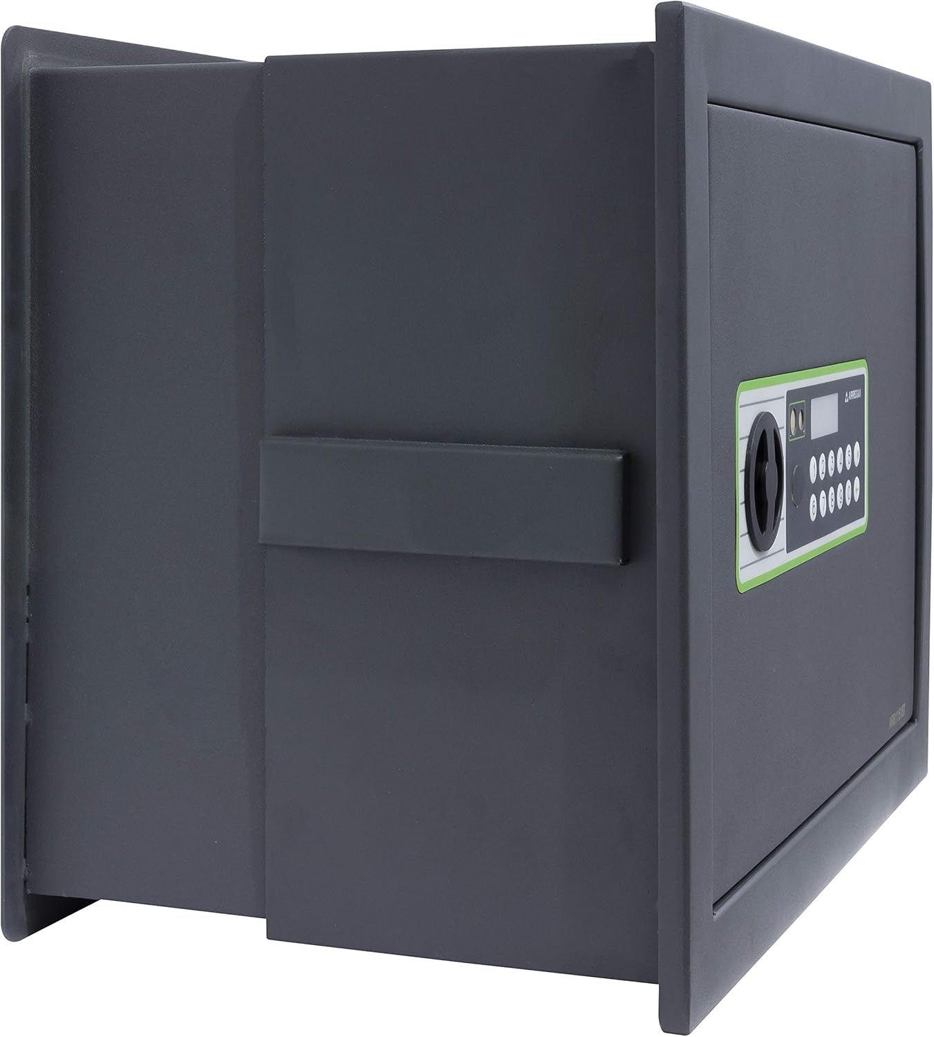 ARREGUI Supra 241150 wall safe with its extendable bottom partially extended, viewed z boku.