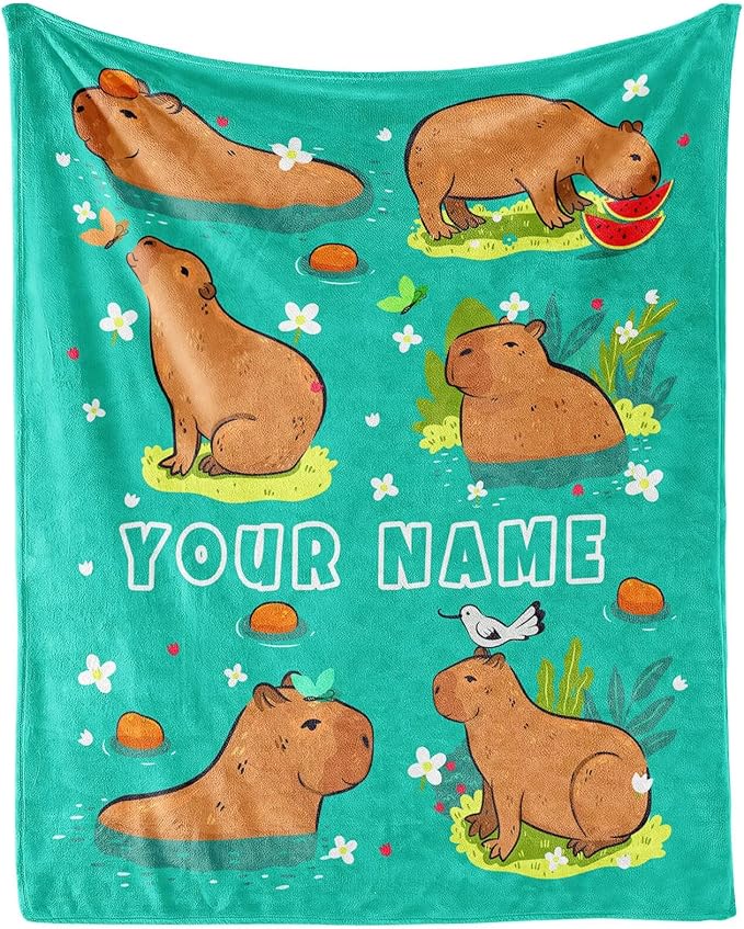 Custom Throw Blanket for Adults - 60x80 Inches Twin Size - Soft Fluffy Cozy Blankets Gift - Green Cute Blanket Throws for Bed, Sofa, Winter