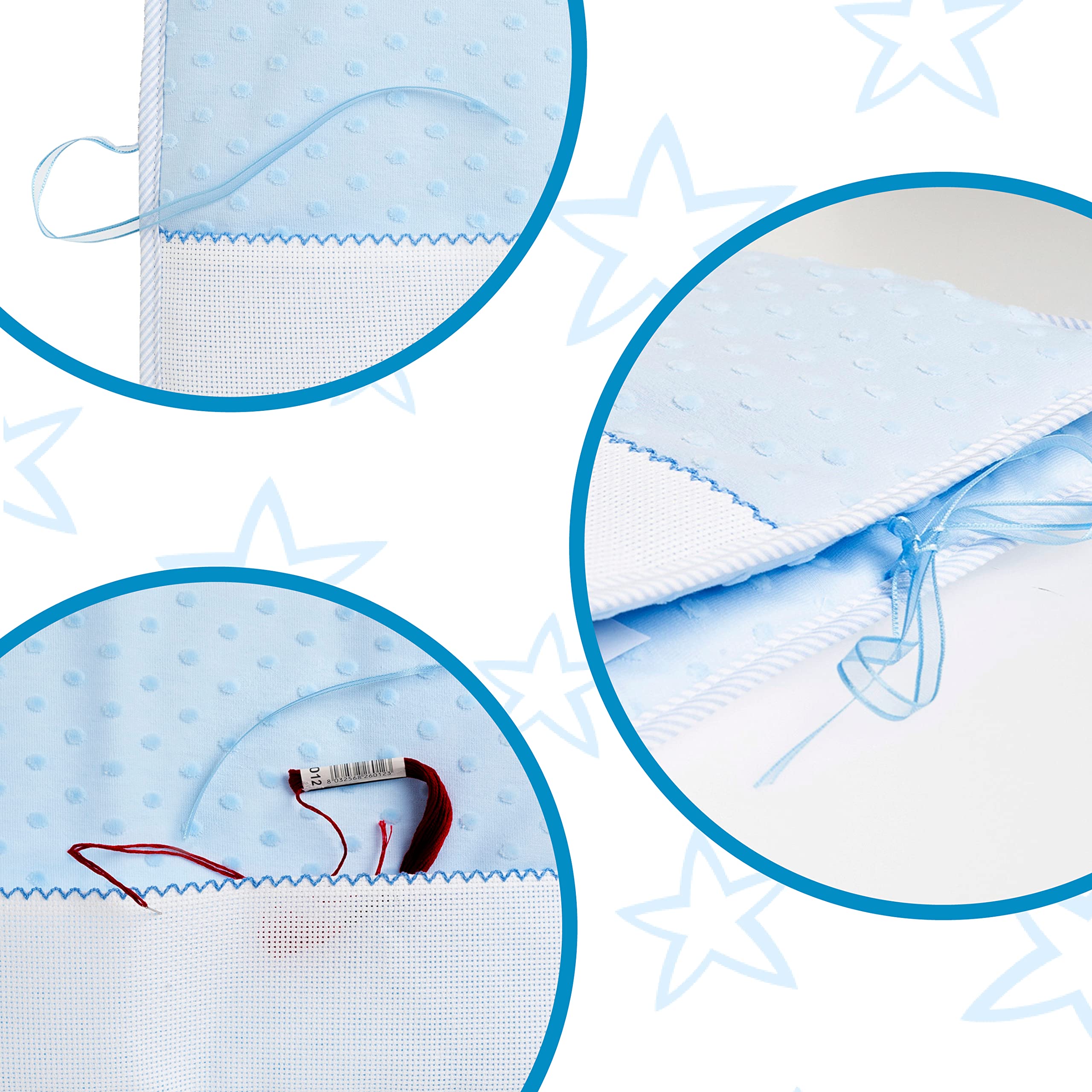 Filet - Couvre-Livret Sanitaire à Broder, Cover Documents Sanitaires Nouveau-né, Compatible avec Chaier de Santé de l’Enfant Formulaire CERFA no 12593 02, Made in Italy, Bleu AMP3028B Taille Unique