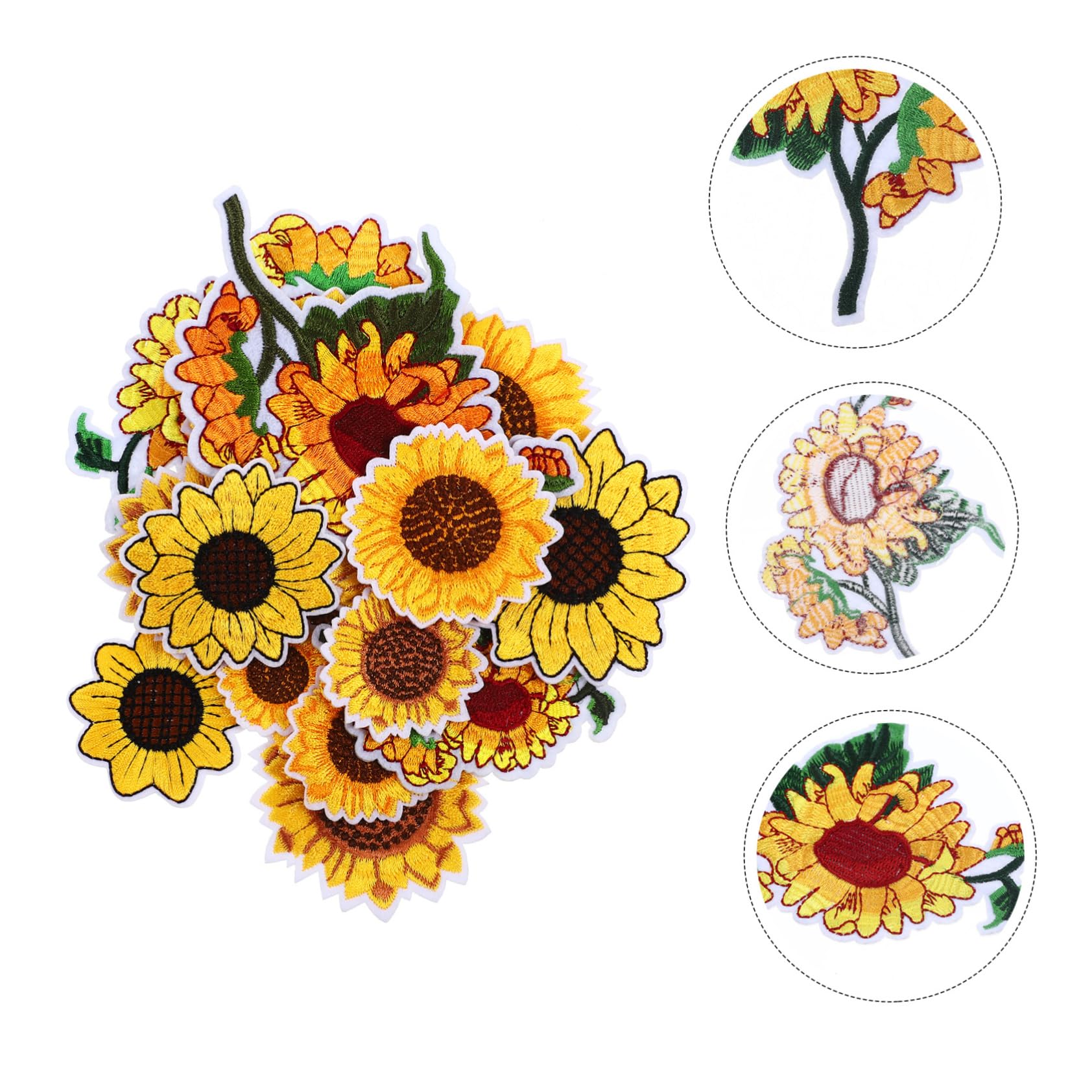 SHINEOFI 3 Sets Sonnenblumen Stickerei Bügelflicken Pailletten Kleider Stoffflicken Flicken Für Kleidung Bestickte Fat Quarters Stoffbündel Nähaufkleber Flicken Für Jacken Hüte