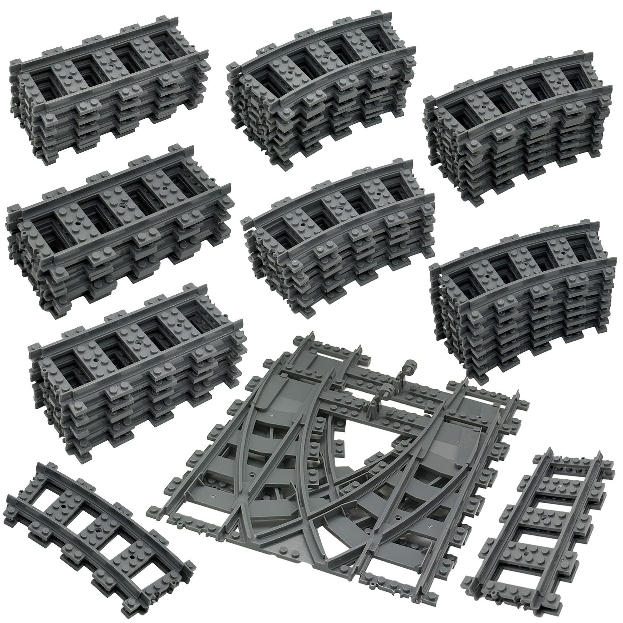 City Train Set de Train Urbain pour Train, Ville - Kit d'extension de Rails compatibles avec Le Leader du marché - Railway Rails pour Filles et garçons (54 PCS)