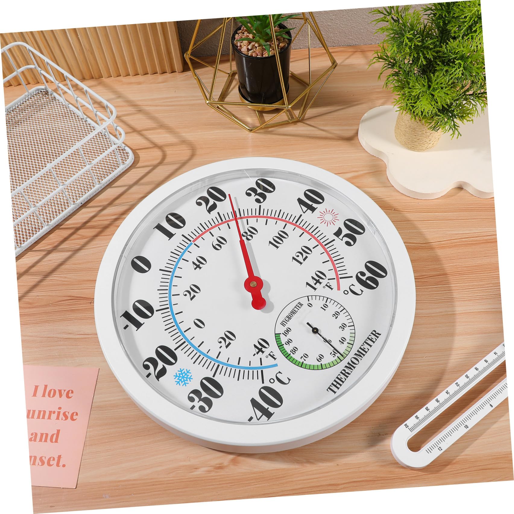POPETPOP Igrometro Termometro da Parete per Interni Bianco in Plastica Abs Display Chiaro, Design Compatto Moderno per Soggiorni e Saune