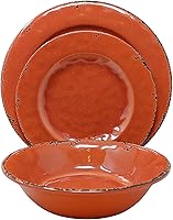 Vista 1 de Giannas Home Juego de vajilla rústica de melamina de 12 piezas servicio para 4 vajilla de 12 piezas coral