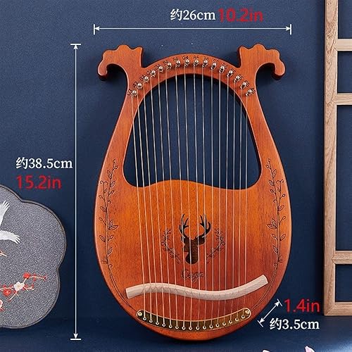 Vista 3 de SuoSengHred lira arpa de 16 cuerdas estilo antiguo liras instrumento de cuerda de madera madera maciza para amantes de la música principiantes