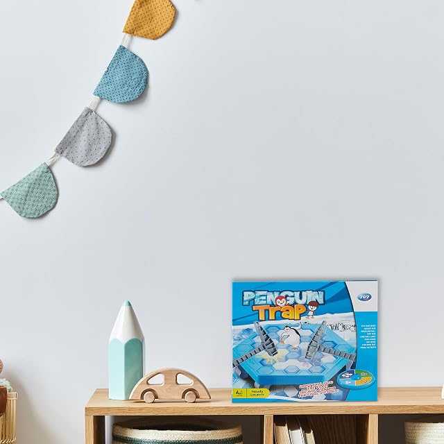 Foto 5 de 7 de Relaxdays Juego Pingüinos, Diversión para Toda la Famila, 2-4 Jugadores, Romper Hielo, Azul/Blanco