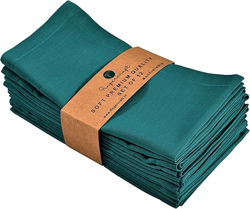 Miniatura 79 de Fingercraft Juego de 12 servilletas de tela de mezcla de lino y algodón, lavables, calidad premium, fiestas, bodas, servilletas de cena en inglete