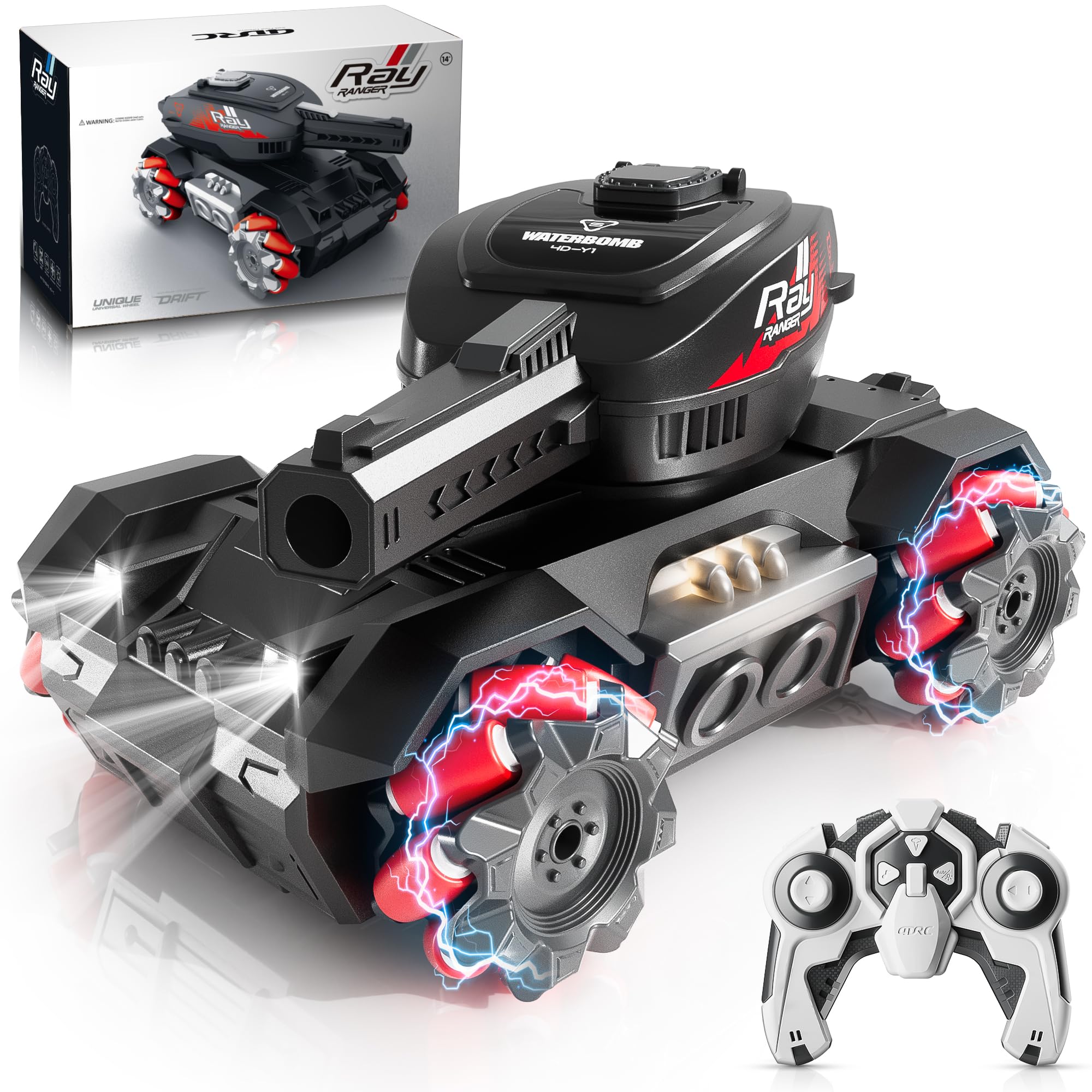 RC Tank That Shoot,Remote Control Tank for Kids Adults 4WD Stunt RC Car Fast All Terrain Toy Tanks with 360°Rotating Gifts for Boys