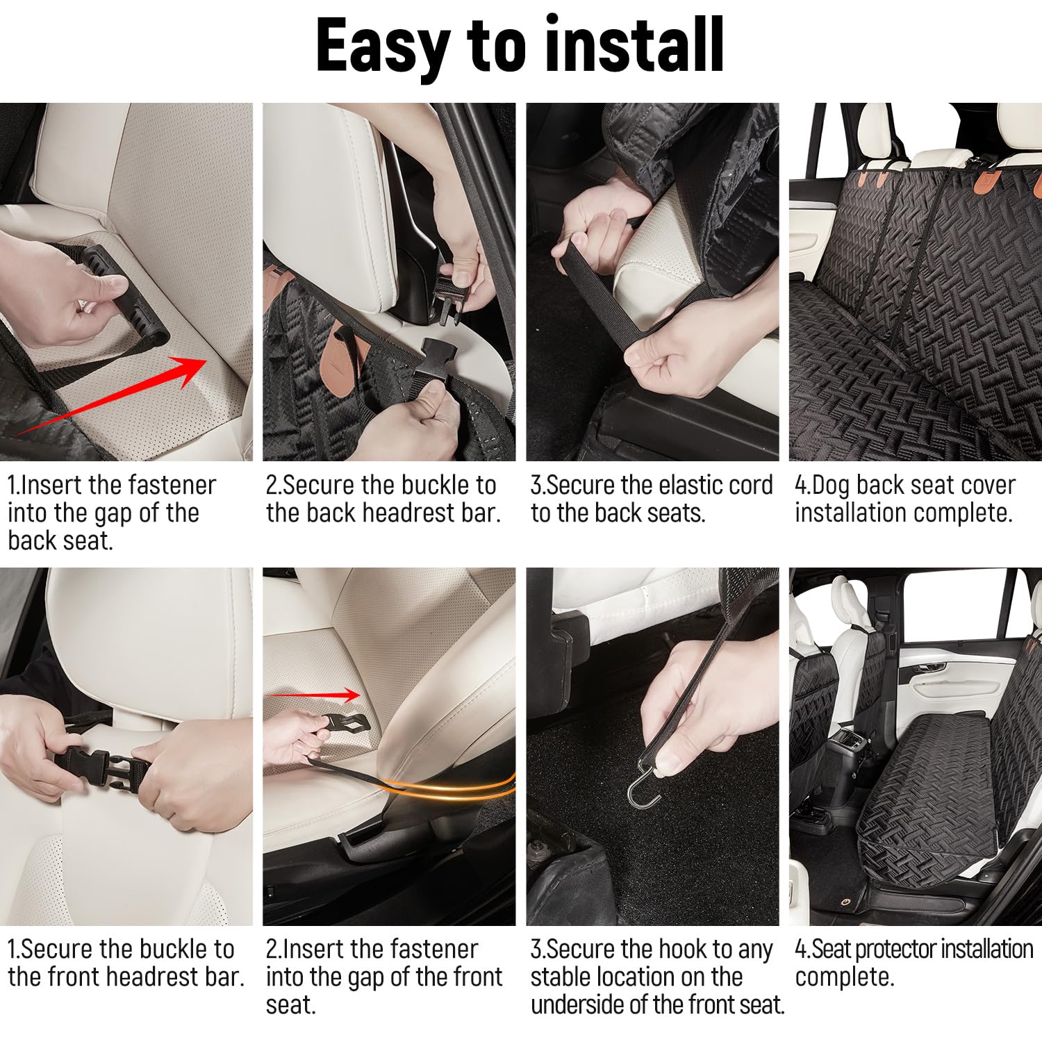 YJGF Dog Car Seat Cover for Back Seat,Back Seat Pet Cover for Dogs,Waterproof Scratchproof Rear Bench Seat Cover Protector (Black, L) - image 6