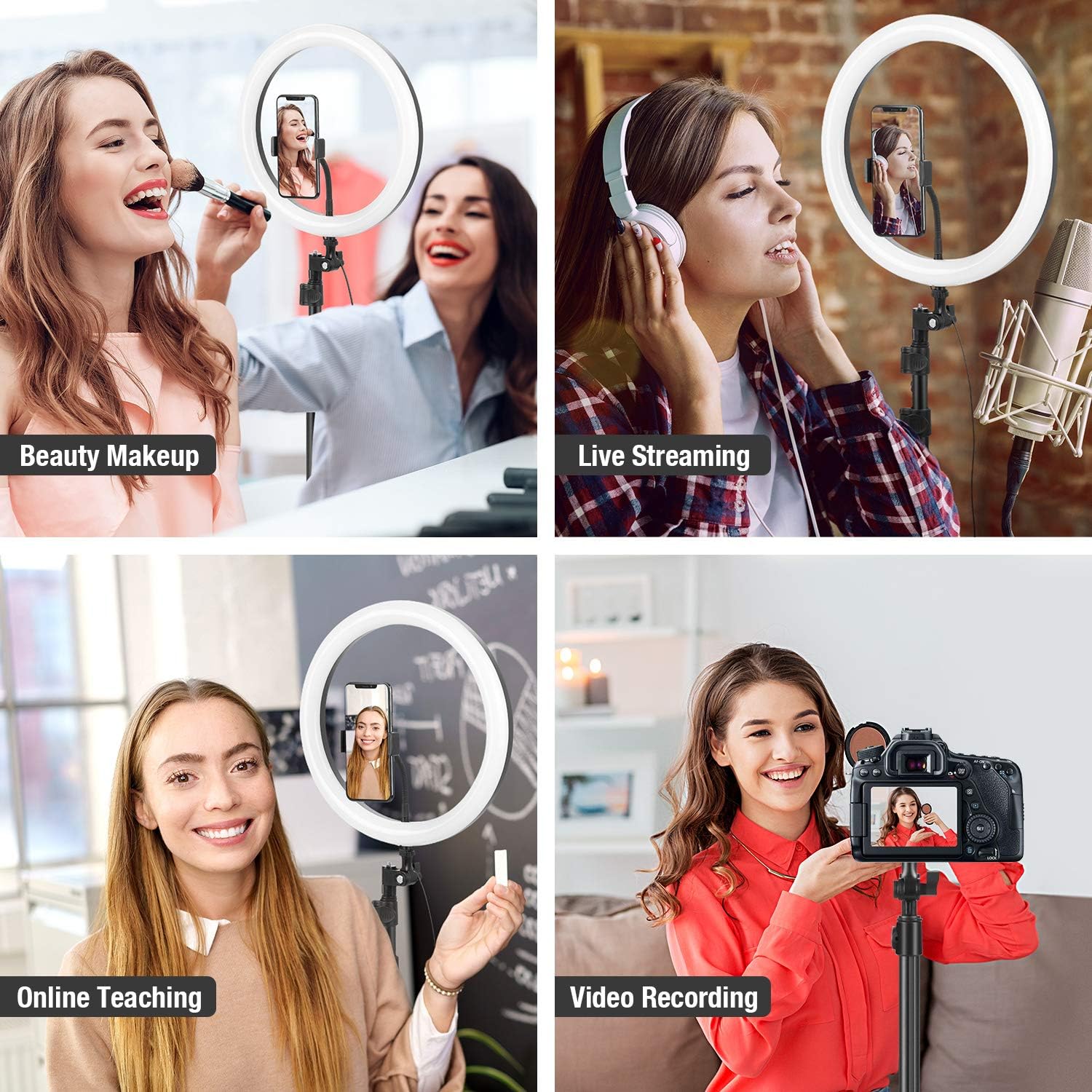 Popular 12 LED Selfie Ring Light with Tripod Stand and Phone Holder for iPhone Android, Circle Camera Halo Ringlight for Video Recording/Makeup/Live Stream, Color Range 3000K-6500K, 162Bulbs, 21-66 Height Discount 80% 12 LED Selfie Ring Light with Tripod Stand and Phone Holder for iPhone Android, Circle Camera Halo Ringlight for Video Recording/Makeup/Live Stream, Color Range 3000K-6500K, 162Bulbs, 21-66 Height