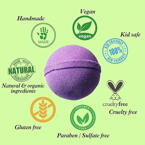 Miniatura 6 de Set de regalo de bombas de baño de lavanda para hombres y mujeres. 18 bombas de baño envueltas individualmente con ingredientes orgánicos y aceites