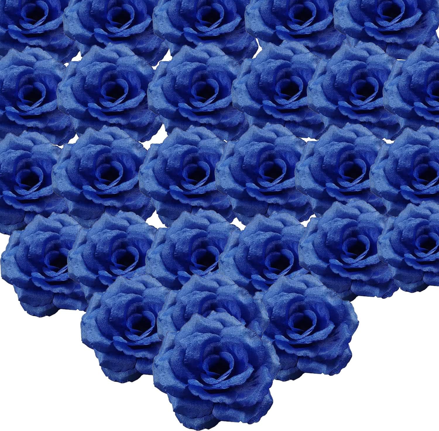 Worldoor 50 Pack Artificial Royal Blue Flowers, 3 Inch