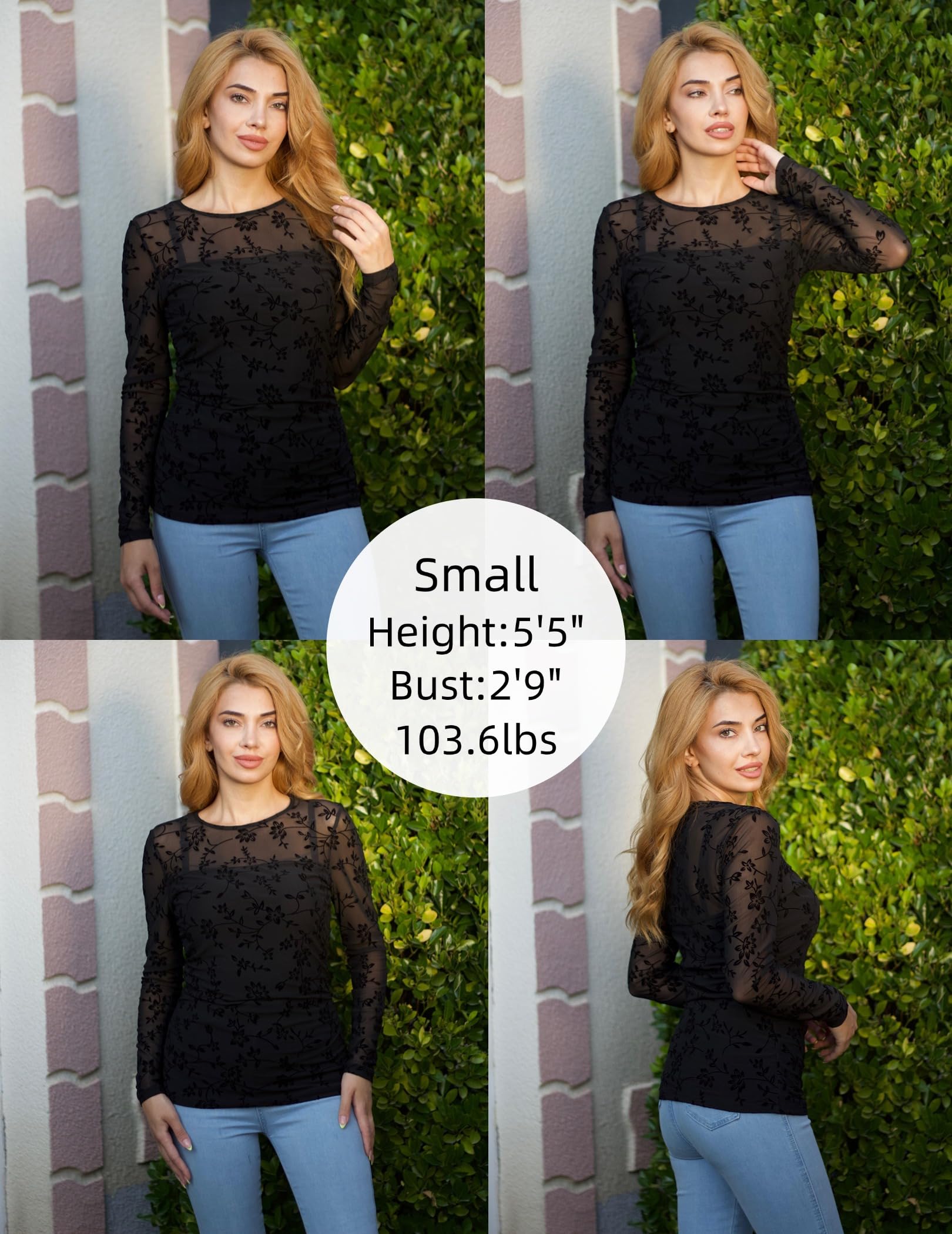 Zeagoo Long Sleeve Shirts for Women Sheer Mesh Sexy Blouses Fall Fashion Crewneck Going Out Tops