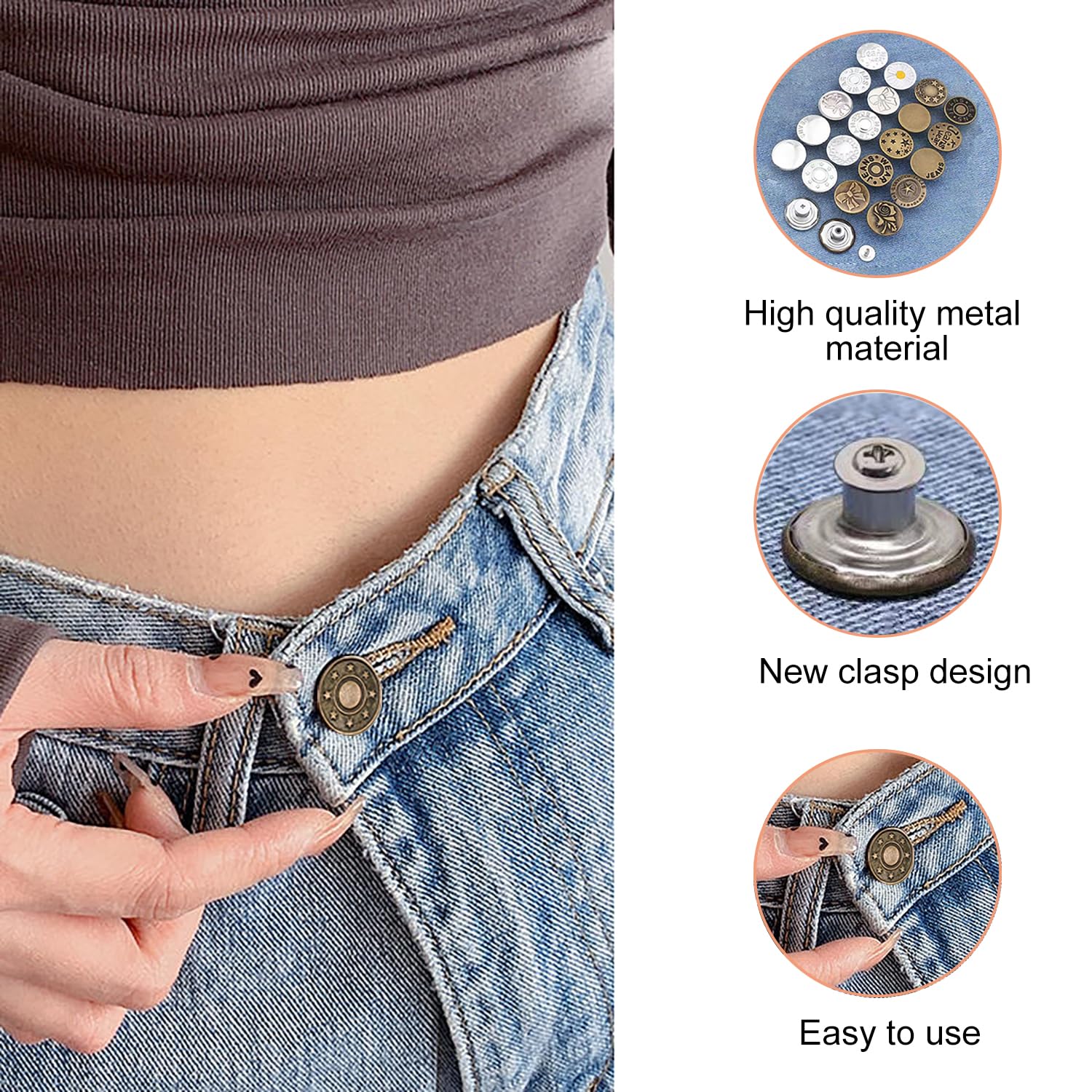 10 Stück Messing Knöpfe – 4-Loch, 18 Mm, Für Jeans, Jacken & Taschen