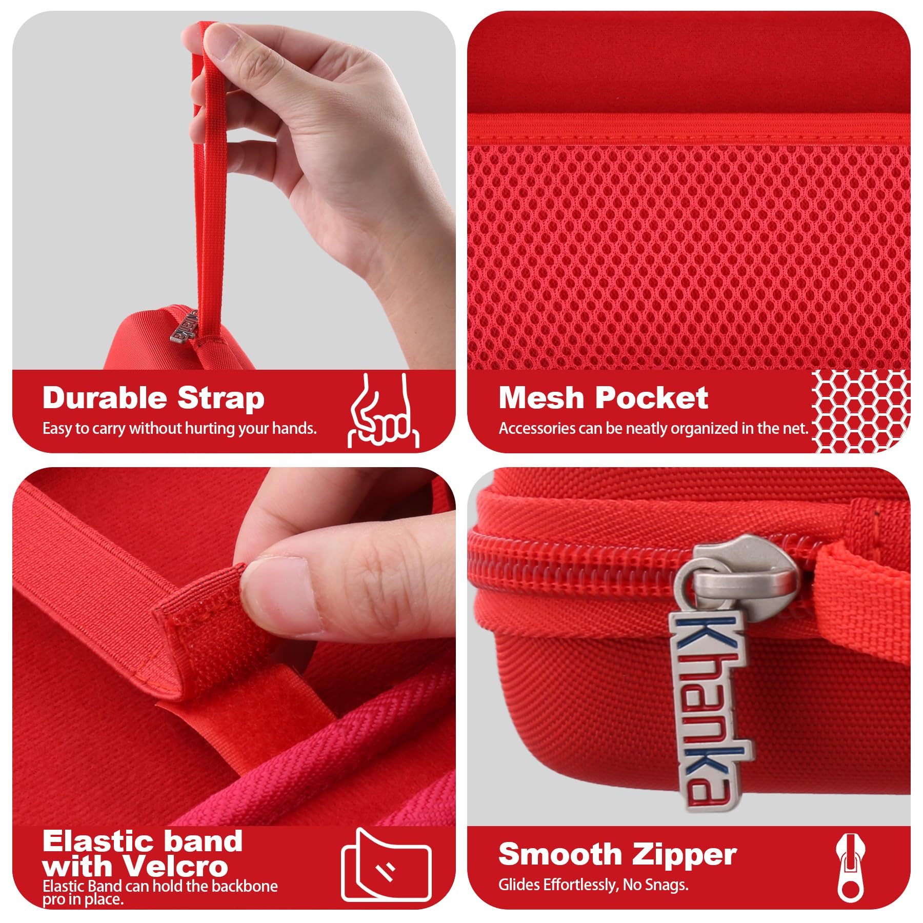 khanka Étui pour manette de jeu mobile Backbone Pro/Backbone One, étui de transport compatible avec manette de jeu mobile Backbone Pro/Backbone One, étui uniquement (rouge)