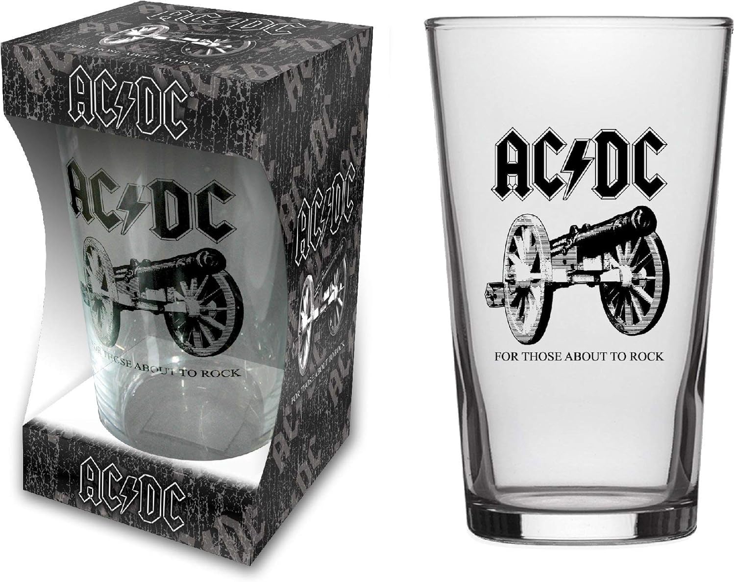 AC/DC Beer Pint Glass for Those About to Rock Official Boxed One Size ...