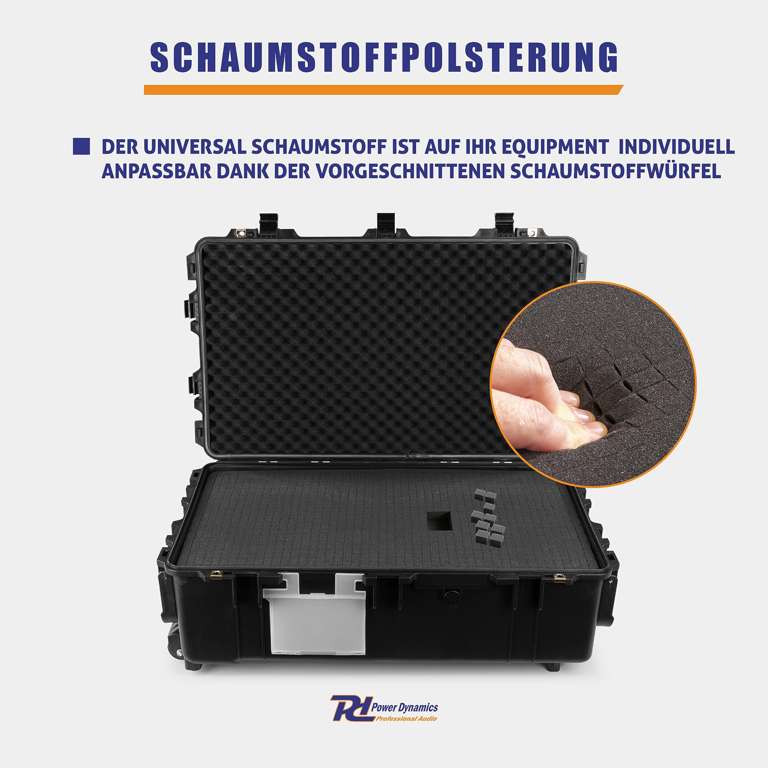 Power Dynamics GIGCase42T, Universal Outdoor Hartschalenkoffer, Trolley, Wasserdicht, Kamera Koffer mit Schaumstoffeinlage, Foto Koffer, Pistolenkoffer, Transportkoffer mit Schaumstoff und Rollen