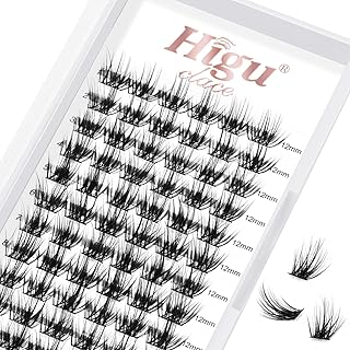 Lash Clusters DIY Eyelash Extensions 72 Pcs Cluster Eyelash Extensions 12mm Cluster Lashes D Curl Lash Clusters Thin Stem Eyelash Clusters Reusable Makeup for Self-application (Sparkle D 12mm)