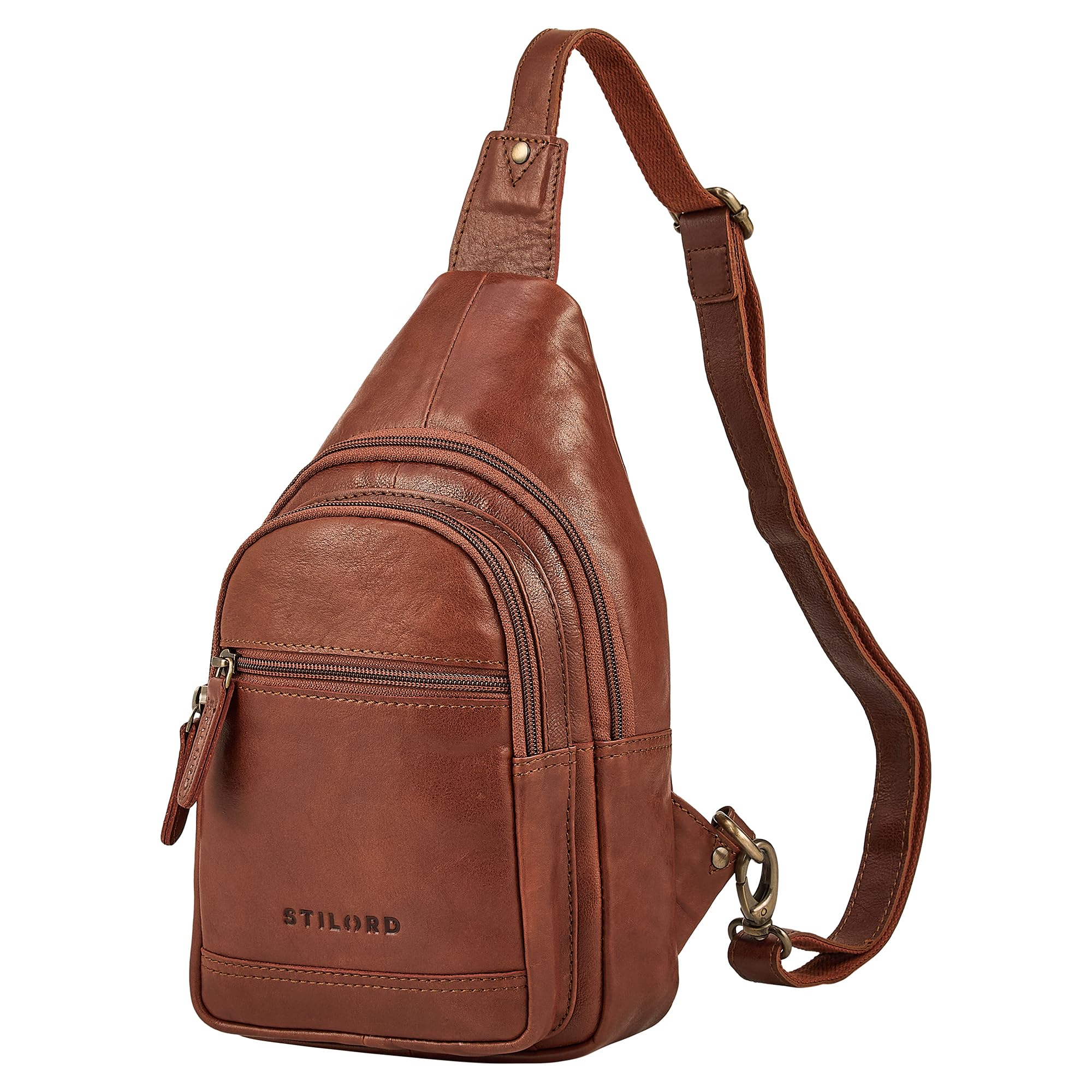 STILORD "Torino Stylishe Sling Bag Herren Leder Schwarz Crossbody Bag - Echtleder Herrentasche zum Umhängen Tablet 8,3 Zoll - Anti-Diebstahl Brustbeutel Reise & Alltag