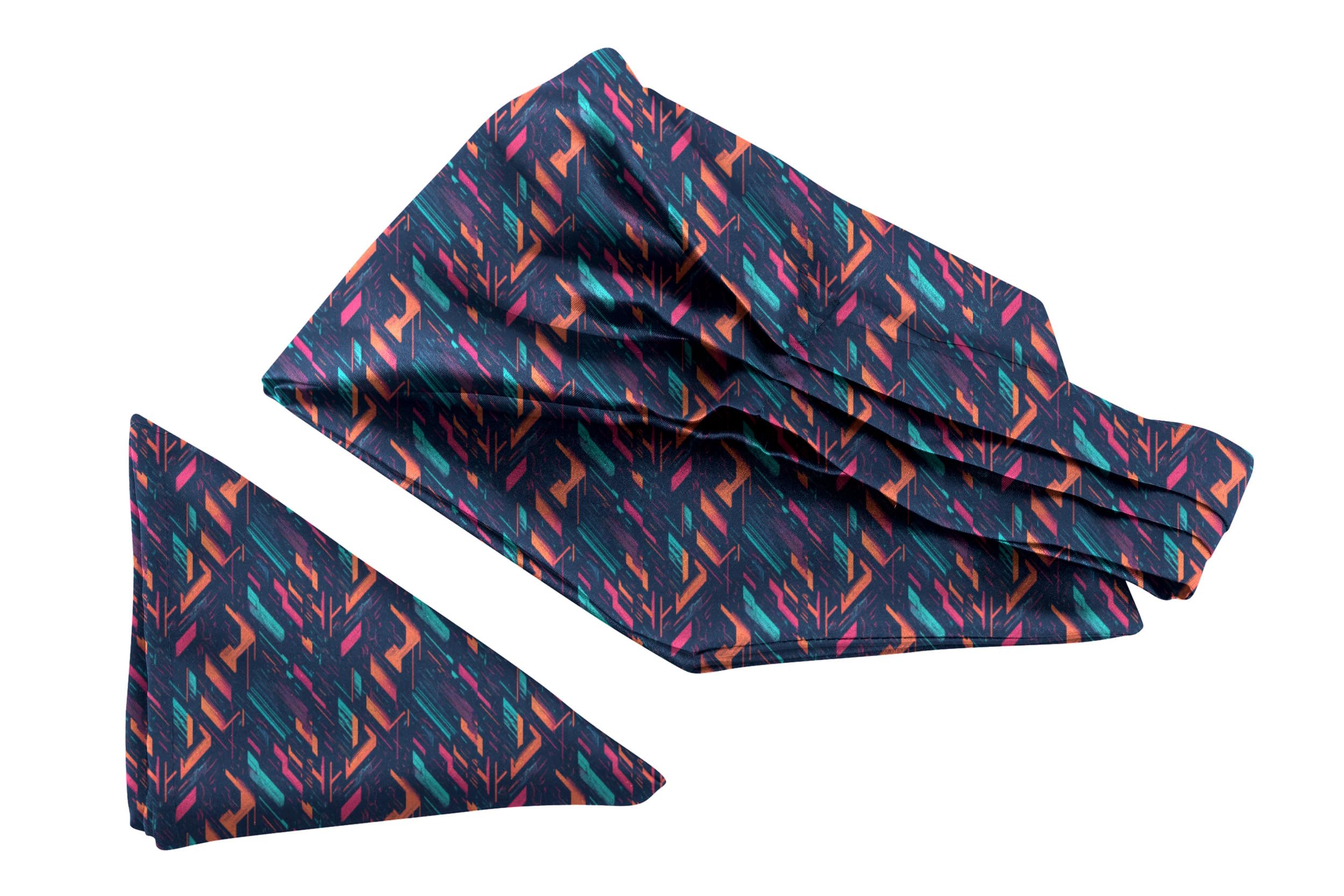 blacksmith Binary Bloom Printed Ascot and Macthing Pocket Square for Men-picture-10