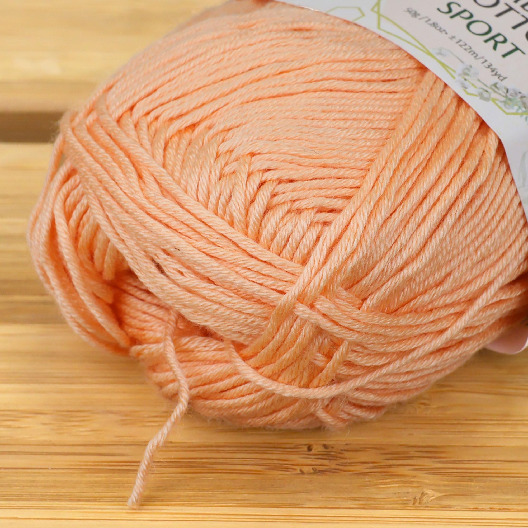 JubileeYarn Bamboo Cotton Sport Yarn - 50g/Skein - Peach Cobbler - 4 Skeins, 411 Peach Cobbler - Image 3