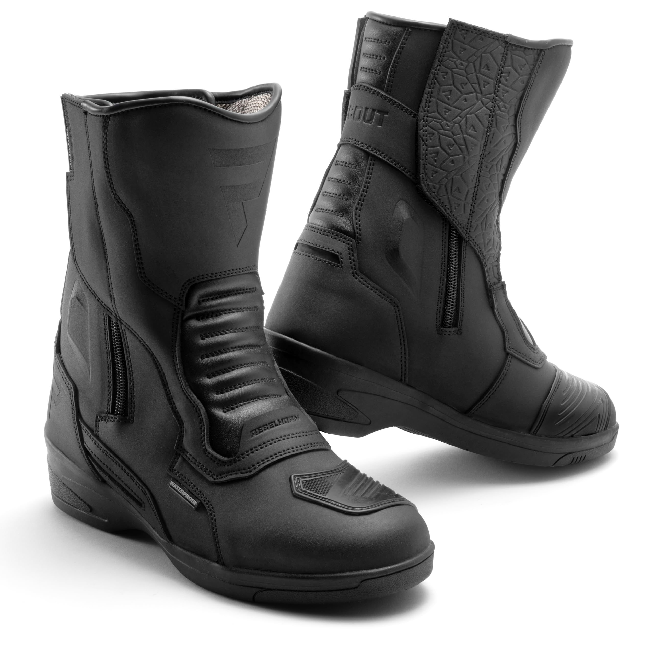 REBELHORN Scout High Heel Lady Motorradstiefel Damen | PU Leder | Wasserdichte Hipora Membran | 7cm Absatz | 2 Lange Reißverschlüsse | Größen bis 43