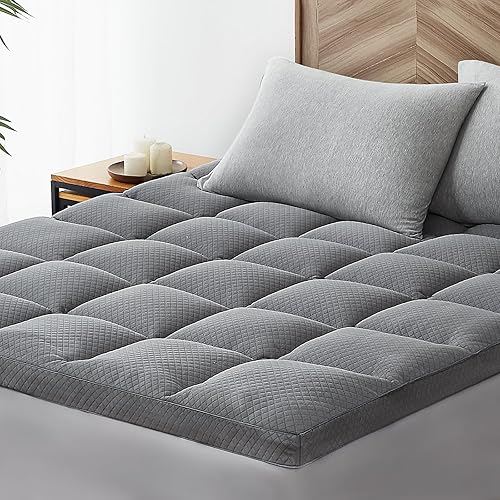 Cubrecolchón tamaño matrimonial, almohadilla refrescante para cama, funda gruesa para el dolor de espalda, relleno alternativo de plumón suave,