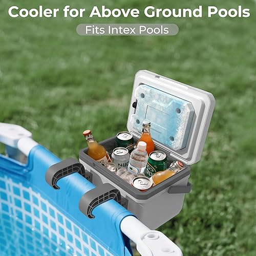 Miniatura 4 de Enfriador personal portátil, hielera junto a la piscina para piscina o spa sobre el suelo, se adapta a piscinas Intex, enfriador de lados duros con