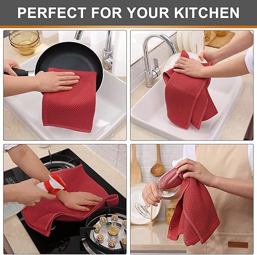 Miniatura 4 de Kitinjoy - Paños de cocina de 100 % algodón, tela de tejido gofrado, paño de limpieza ultrasuave, absorbente y de secado rápido.