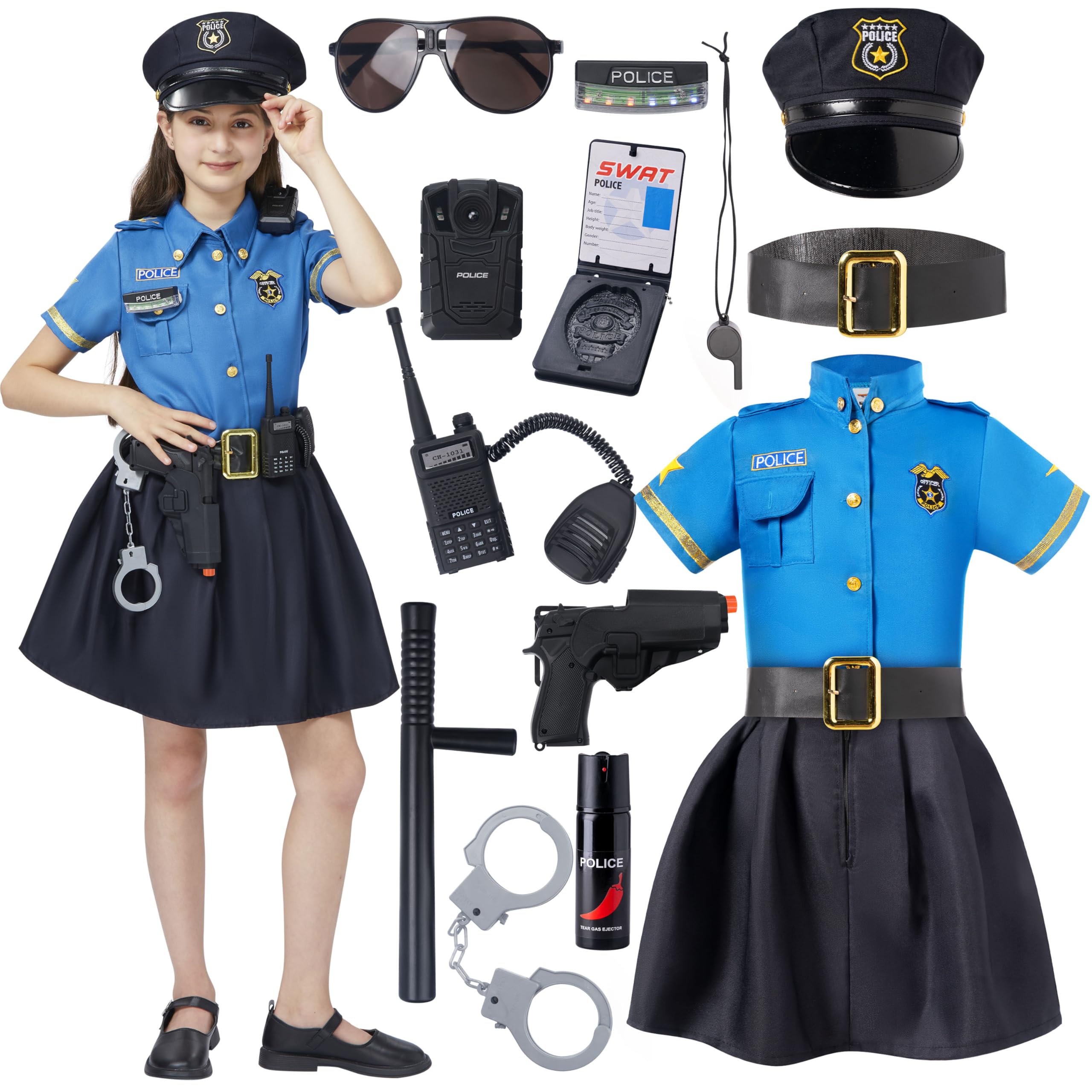 Spooktacular Creations Kostium policyjny na Halloween, dla dziewczynki, jasnoniebieski, styl