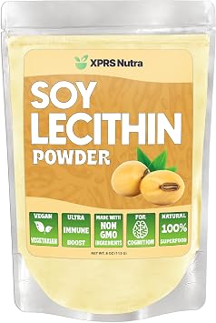 XPRS Nutra Soy Lecithin Powder Food Grade Fat Emulsifier - Suitable for Cooking, Baking and More - Vegan Friendly Soy Lecithin Powder Cooking Aid 8 Ounce